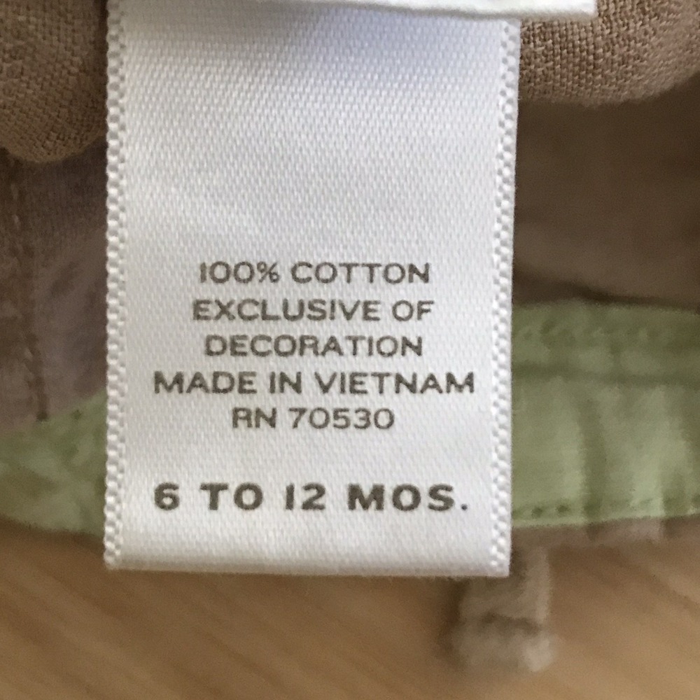 Janie and Jack Khaki Pull On Pants 6-12 Months Roll Tab Cuff Embroidered Monkey - Picture 13 of 16